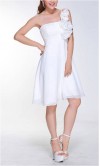 Floral White One Shoulder Chiffon Short Prom Dress KSP098