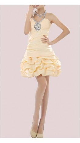 Cream V-Neck Short Homecoming Dress With Beads KSP126