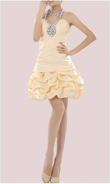 Cream V-Neck Short Homecoming Dress With Beads KSP126