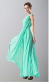 One Shoulder Long Aqua Chiffon Prom Dress KSP145