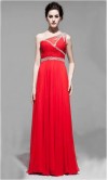 Vintage Beaded One Shoulder Red Long Prom Dresses KSP147