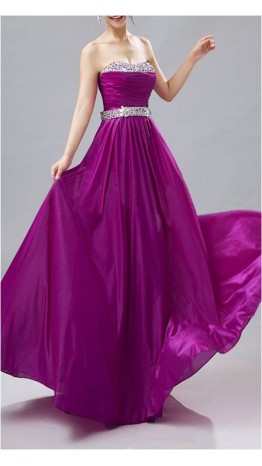 Gorgeous Strapless Sweetheart Long Chiffon Prom Dresses KSP153