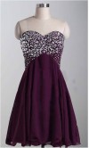 Aubergine Short Rhinestone Bodice Prom Dresses KSP213