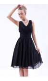 Classic V-neck Little Black Dresses with Pleated KSP231