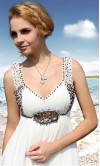 White Short Empire Column Coast Prom Dresses KSP247
