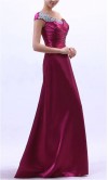 One Shoulder Beaded Purple Long Satin Evening Dress KSP103