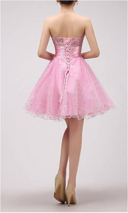 Empire Sweetheart Sequin Pink Big Bowknot Homecoming Dresses 