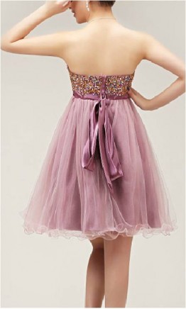 Short Strapless Lace Up Babydoll Prom Dress Empire KSP127