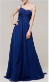 Beaded One-Shoulder Blue Long Chiffon Evening Dress KSP139