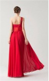 Elegant Red One Shoulder Long Chiffon Prom Dresses KSP149