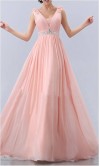 Flower Shoulder Belt V-neck Long Chiffon Prom Dress KSP166