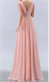 Flower Shoulder Belt V-neck Long Chiffon Prom Dress KSP166