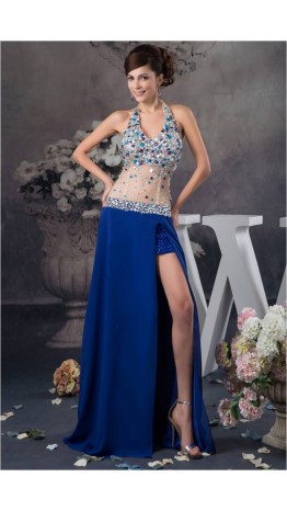 Halter Fake Two Piece Sexy Evening Dresses KSP188