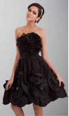 Floral Black Strapless Taffeta Prom Dresses KSP191