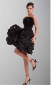 Floral Black Strapless Taffeta Prom Dresses KSP191