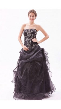 Embroidery Strapless Wrinkle Ball Gowns KSP205