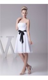 Classic Short Strapless White Belt Bridesmaid Dresses KSP218