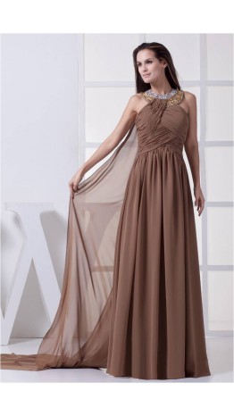 Amazing Halter Sideling Drape Long Evening Dresses KSP220