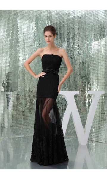 Black Elegance Strapless Lace Formal Dresses KSP226