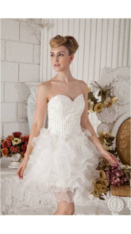 Short White Corset Homecoming Dress with Lace Embroidery KSP234