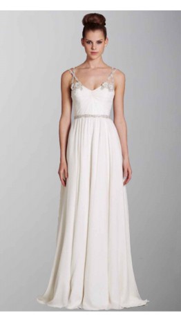 White Spaghetti Flowers Long Maxi Prom Dresses KSP255