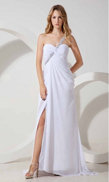 Single Sequin Straps Slit Long Prom Dresses KSP257