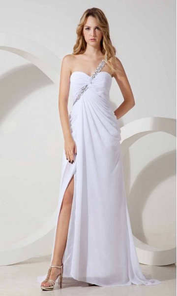 Single Sequin Straps Slit Long Prom Dresses KSP257