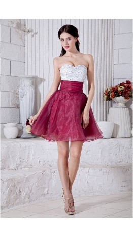 Two Color Short Homecoming Prom Dresses Sequin Bodice KSP262