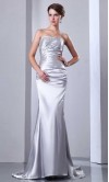 Strapless Satin Mermaid Long Grey Formal Evening Dresses KSP263