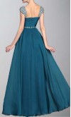 Cap Beading Sleeves Chiffon Long Prom Dresses KSP265