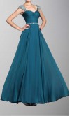 Cap Beading Sleeves Chiffon Long Prom Dresses KSP265