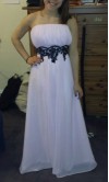 Strapless Long Ziggy Lace Belt Prom Dresses KSP275