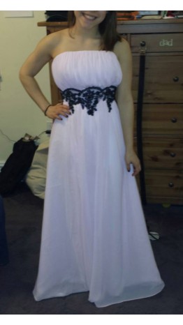 Strapless Long Ziggy Lace Belt Prom Dresses KSP275