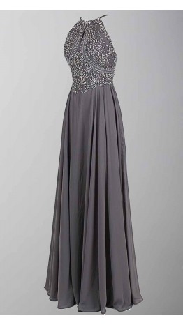 Sexy Open Back Beading Bellyband Keyhole Long Prom Dresses KSP270