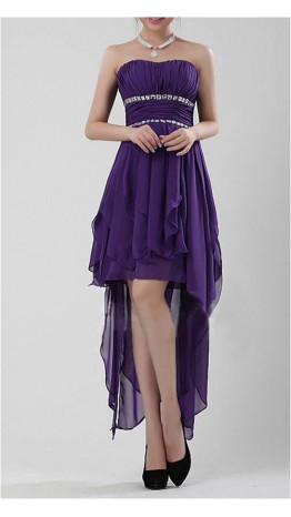 Strapless High Low Dress with Beaded Waist Prom Dresses KSP123