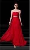 Red Beaded Strapless Chiffon Prom Dresses KSP133