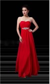 Red Beaded Strapless Chiffon Prom Dresses KSP133