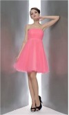 Short A-line Tulle Strapless Neon Pink Prom Homecoming Dress KSP142