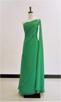 Simple But Elegant One Shoulder Long Chiffon Prom Dress KSP152