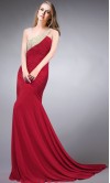 Red Mermaid One Shoulder Long Prom Dresses KSP157