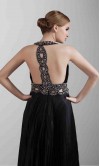 Halter Plunging Neck Sexy Black Long Formal Dresses KSP193