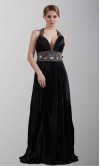 Halter Plunging Neck Sexy Black Long Formal Dresses KSP193