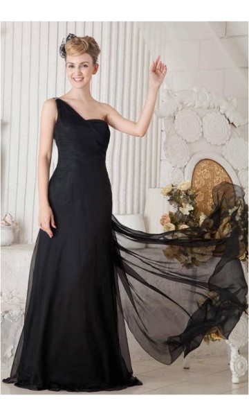 One Shoulder Sequin Back Long Formal Prom Dresses KSP200