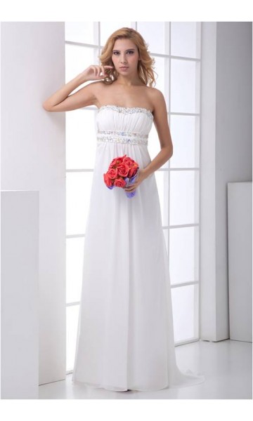 Open Back Beading White Sexy Aline Prom Dress KSP210