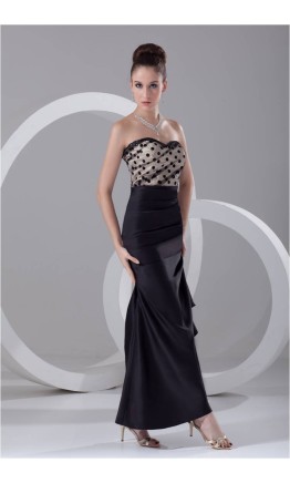 Sophisticated strapless satin mermaid formal dress with elegant dotted pattern print KSP214