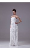 Ruffled Draped Long White Prom Dresses KSP219