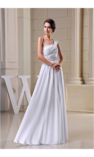 One Shoulder Oblique Wraped Long Sequin Prom Dresses KSP222