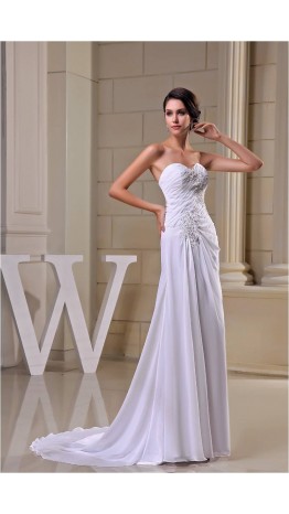 Embroidery Sequin Train Long Prom Dresses KSP223