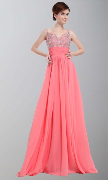 Gorgeous Spagetti Aline Sequin Long Prom Dresses KSP261