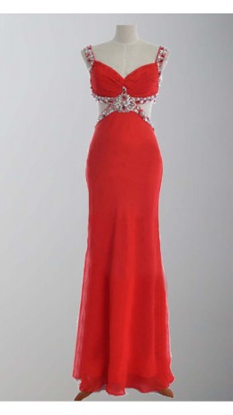 Sexy Crossed Back Sequin Cut Out Prom Dress with Train KSP291